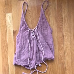 EUC Jens Pirate Booty lace up gauze top, P/S